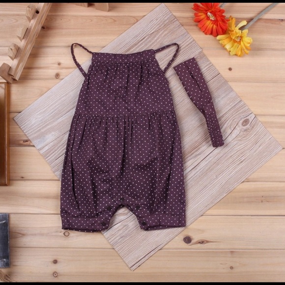 3-6 month Baby Girl Red/Brown Romper 2 piece. - Picture 2 of 4